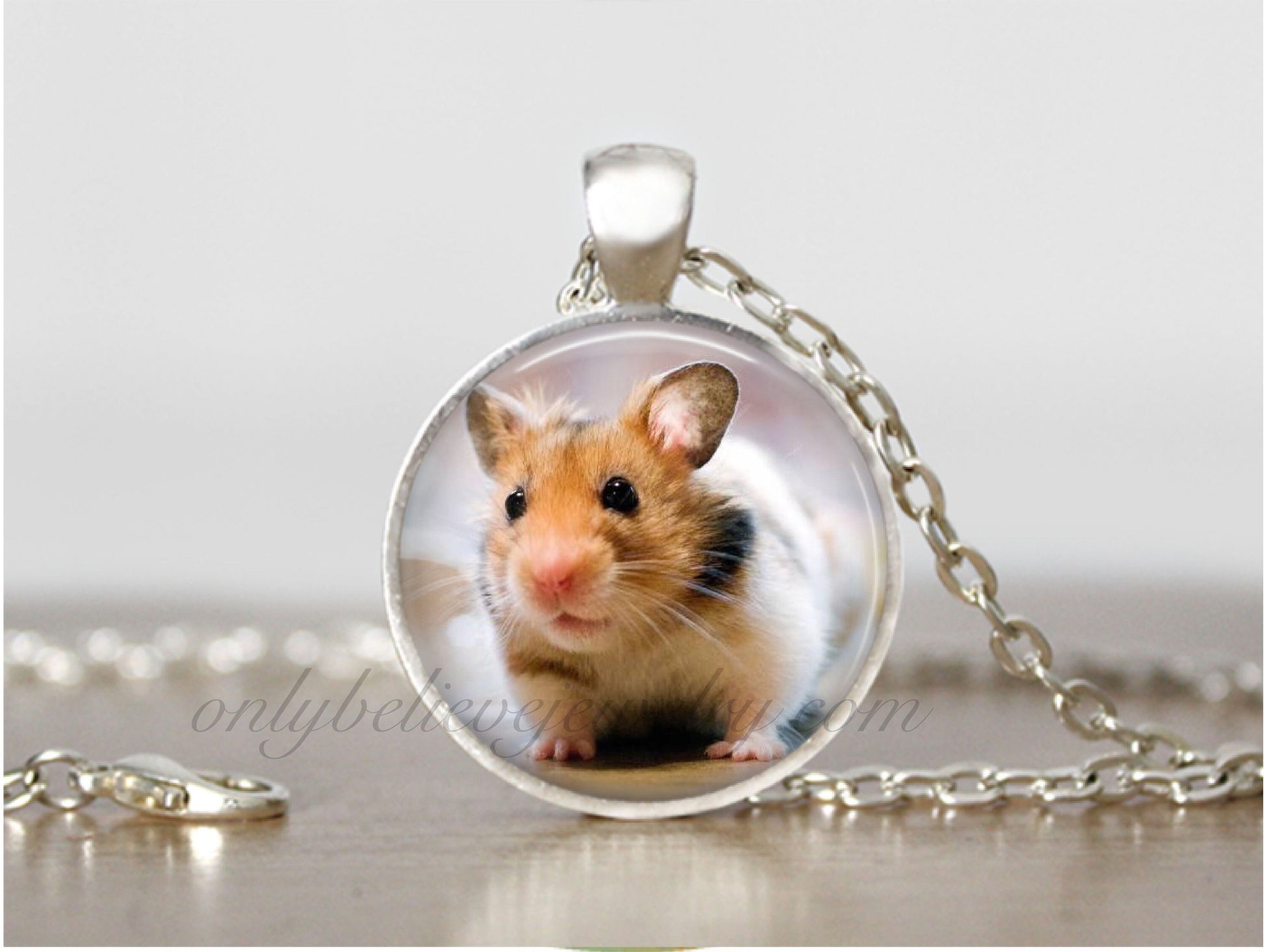 Personalized Hamster Photo Necklace: Pet Photo Pendant, Memorial Gift, Dog Cat Ferret Guinea Pig Rabbit, Optional Free Personalization