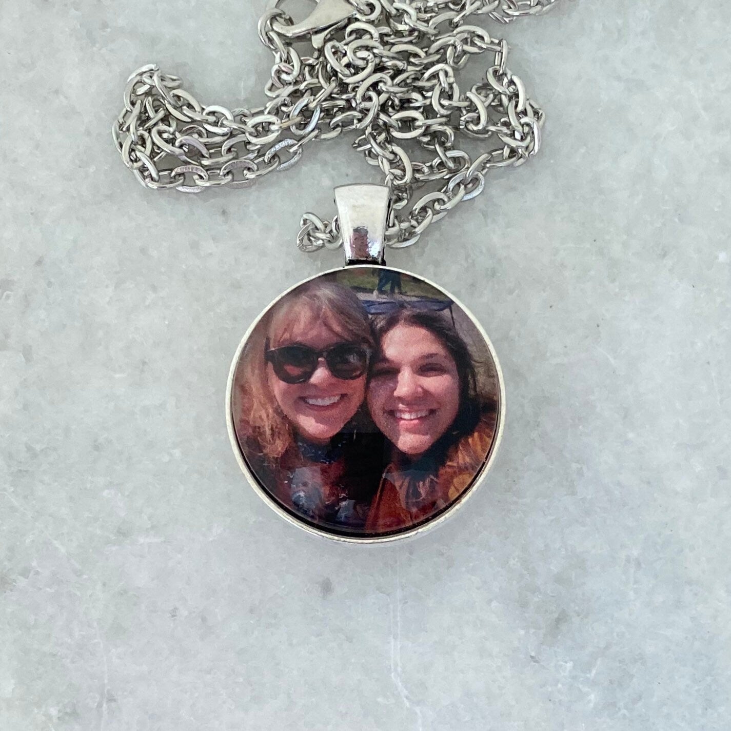 Personalized Photo Pendant Necklace: Two-Sided Memorial Gift