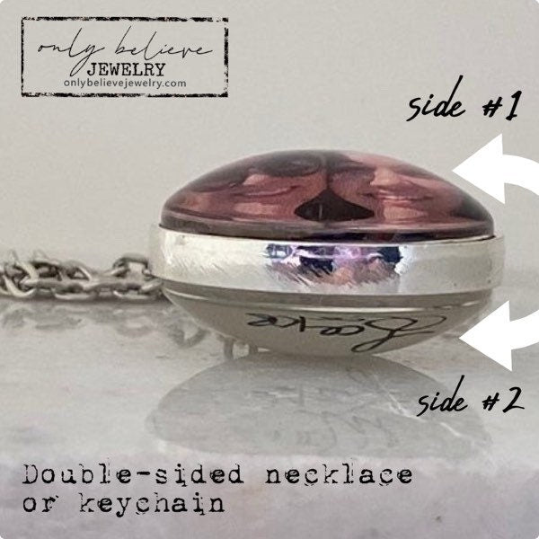 Memorial Photo Necklace: Two-Sided Pendant with I Only Miss You Quote, Gried Gift