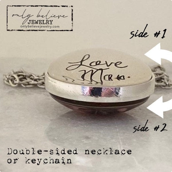 Memorial Photo Necklace: Two-Sided Pendant with I Only Miss You Quote, Gried Gift