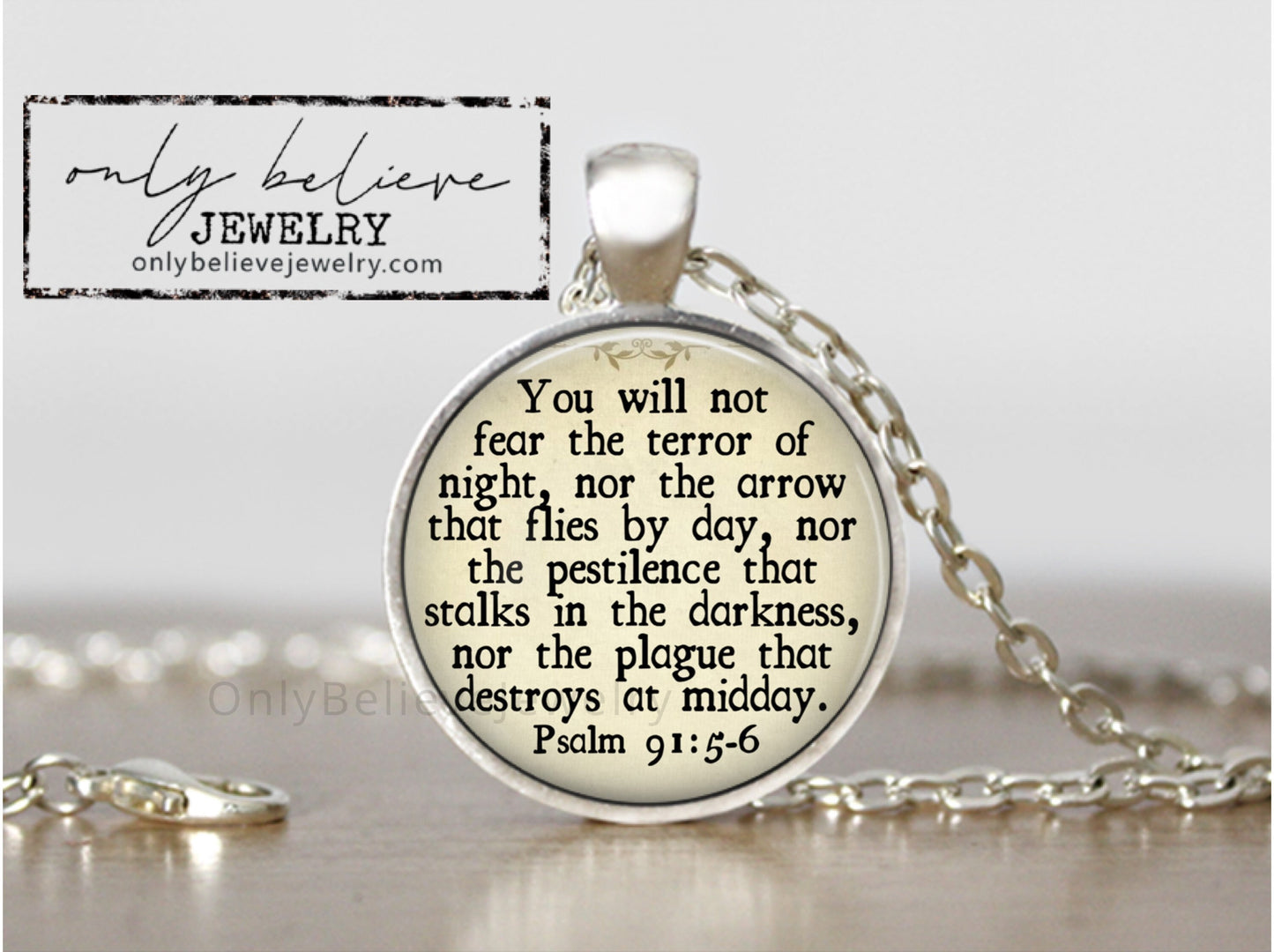 You Will Not Fear Necklace, Psalm 91:5-6, Bible Verse Necklace, God Is With You, Christian Jewelry, Mothers Day Gift, Gift For Him, Keychain
