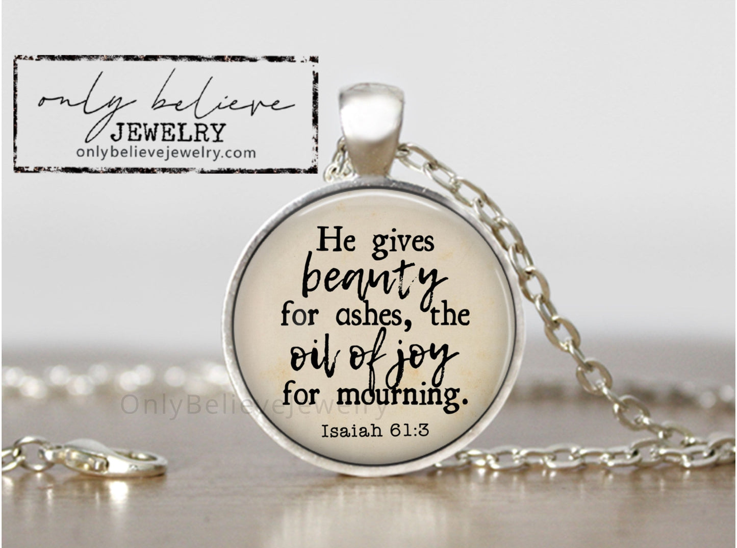 Beauty For Ashes Necklace: Christian Pendant with Isaiah 61 3, Sobriety Gift and for Grieving Loved One, Optional Free Personalization