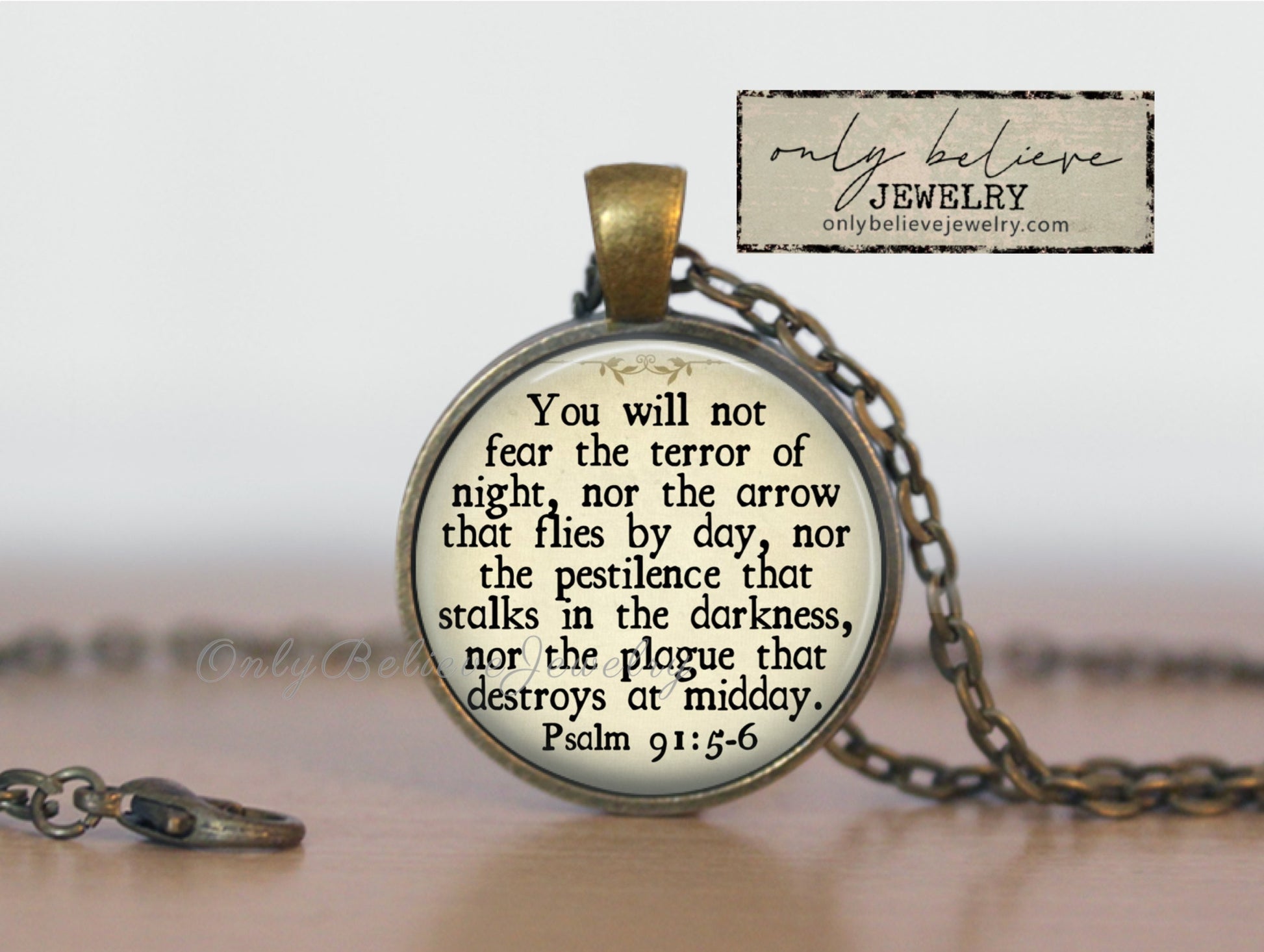 You Will Not Fear Necklace, Psalm 91:5-6, Bible Verse Necklace, God Is With You, Christian Jewelry, Mothers Day Gift, Gift For Him, Keychain