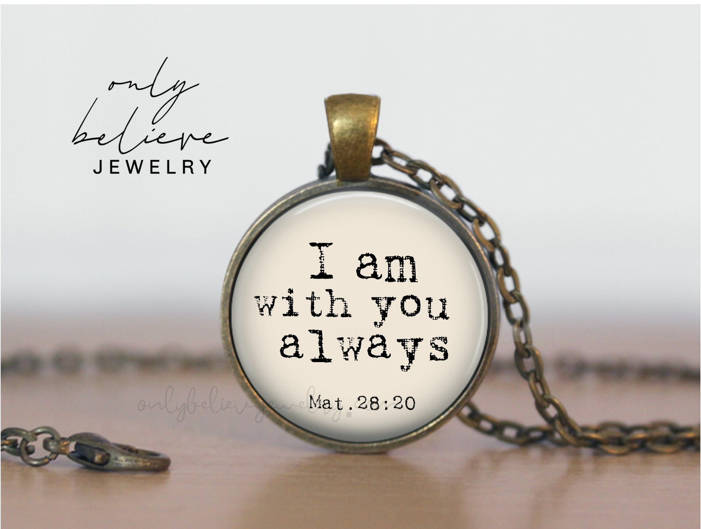 I Am with You Always Necklace: Bible Verse Pendant with Matthew 28 20, Bible Verse Necklace, Optional Free Personalization