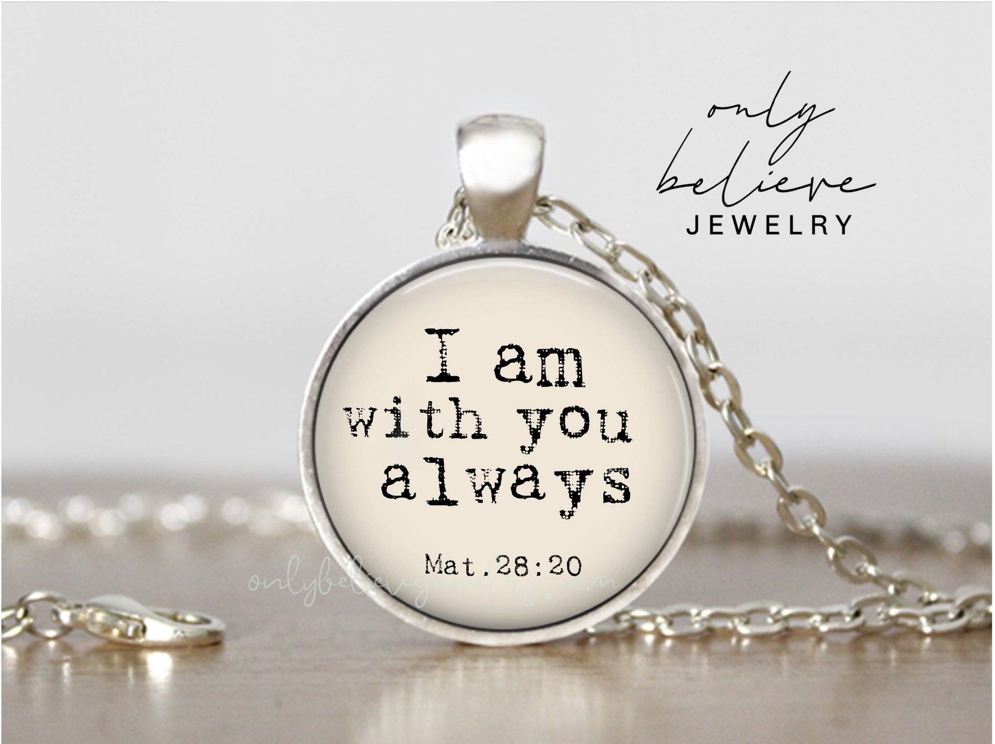 I Am with You Always Necklace: Bible Verse Pendant with Matthew 28 20, Bible Verse Necklace, Optional Free Personalization