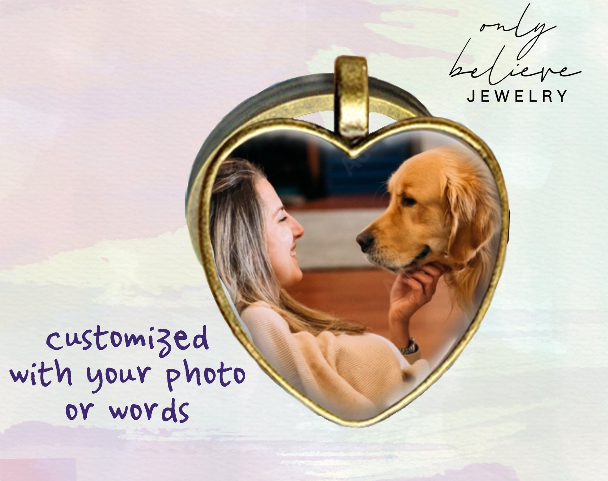 Personalized Pet Photo Heart Necklace: Custom Dog, Cat Memorial Keepsake