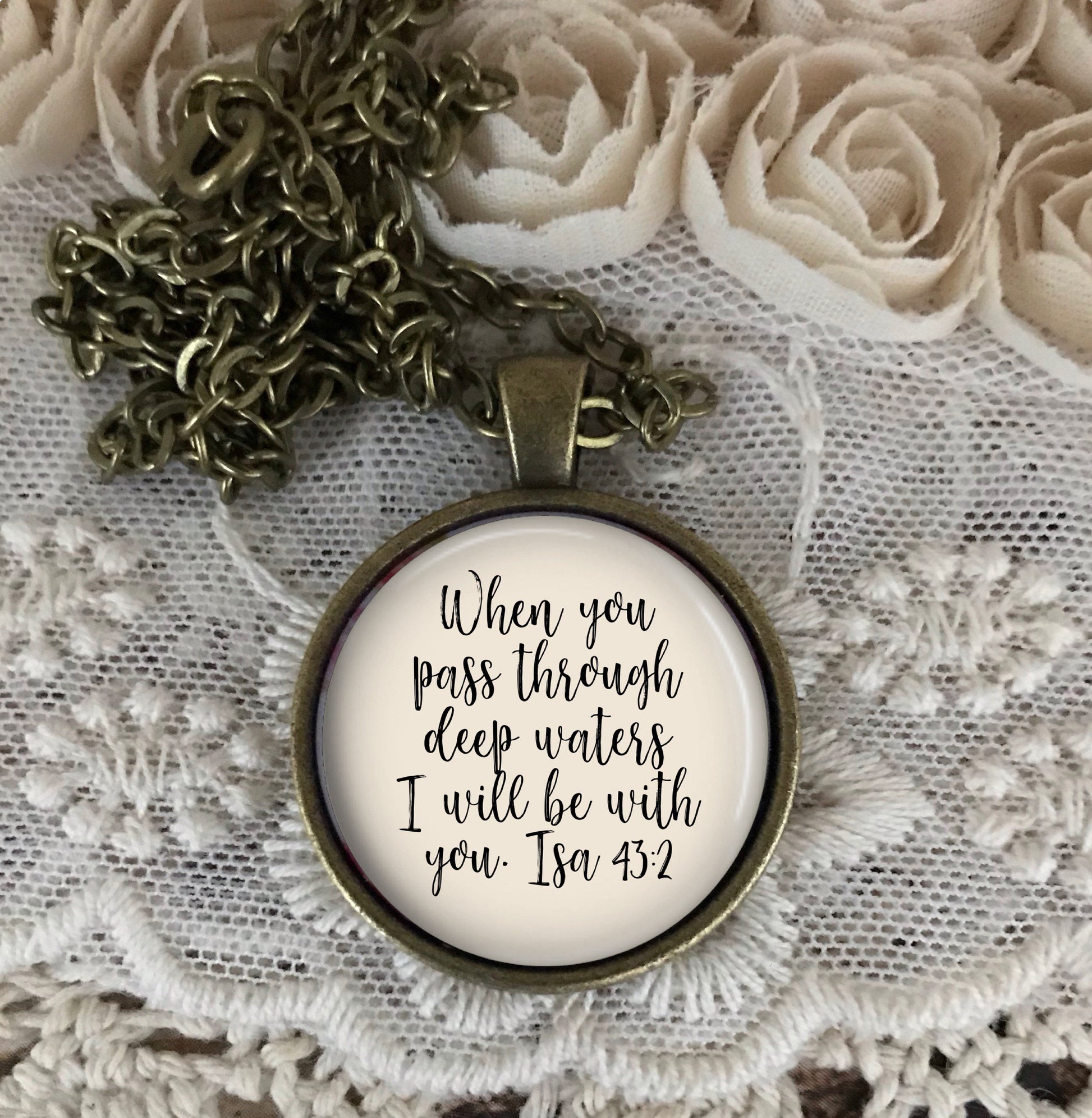 Deep Waters Necklace, Isaiah 43:2, I Will Be With You, Bible Verse Necklace, Personalized Gift, Inspirational Jewelry, Christian Gift