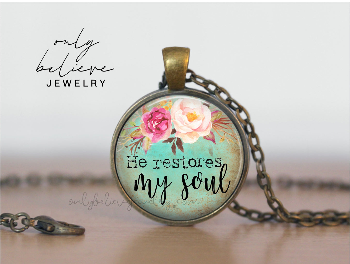 Personalized Psalm 23 Pendant Necklace: Christian Bible Verse Jewelry