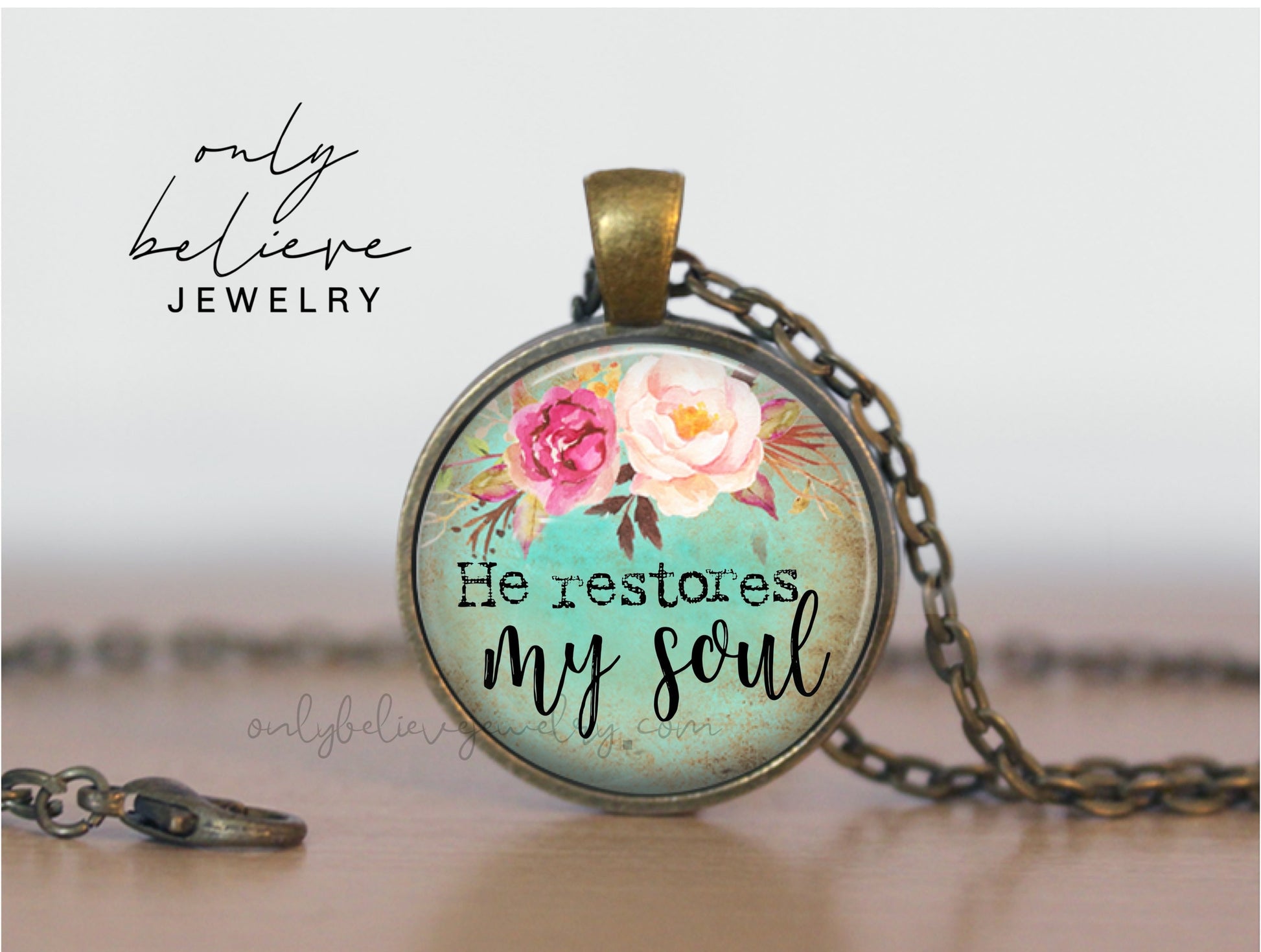 Personalized Psalm 23 Pendant Necklace: Christian Bible Verse Jewelry