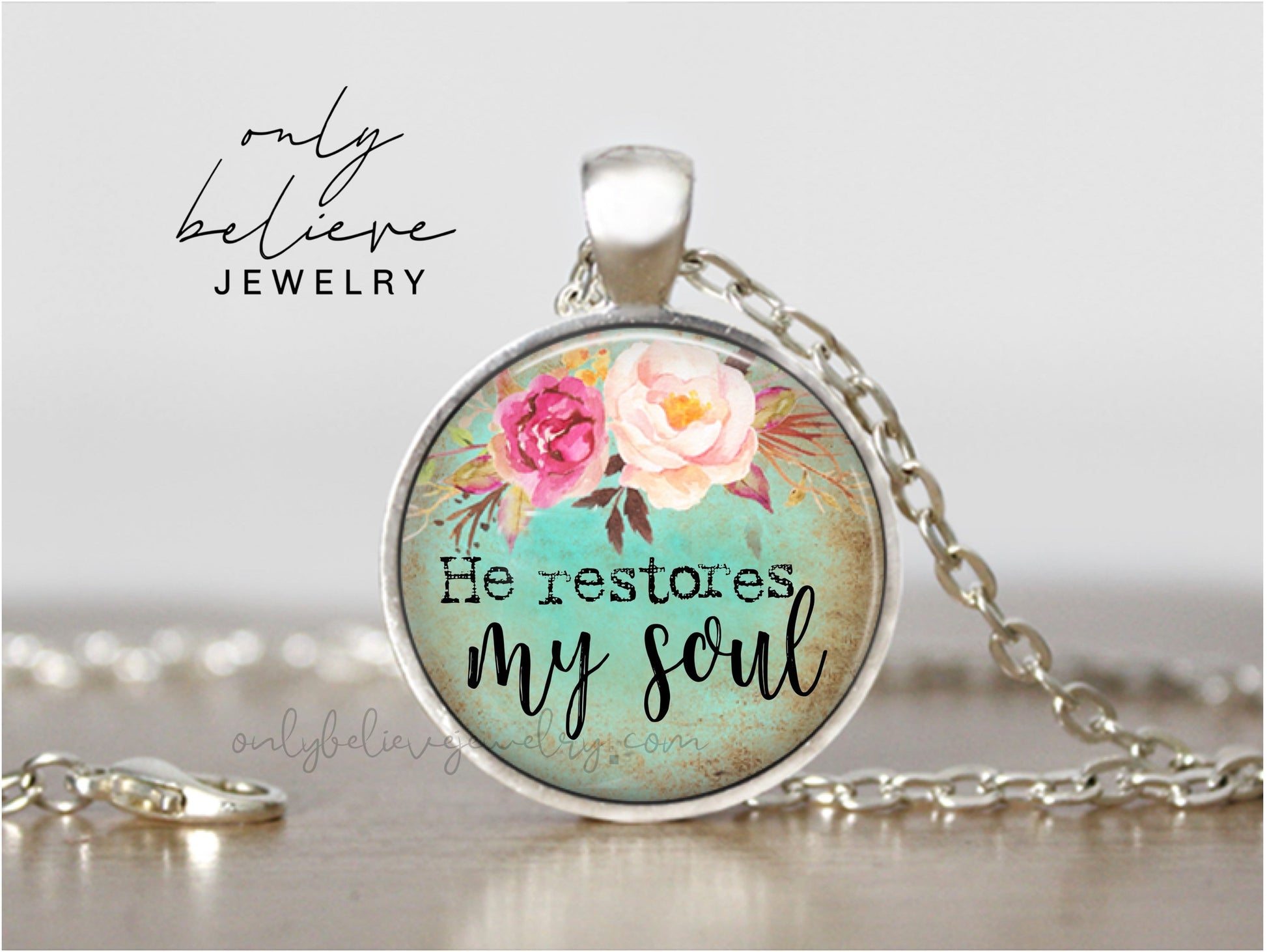 Personalized Psalm 23 Pendant Necklace: Christian Bible Verse Jewelry