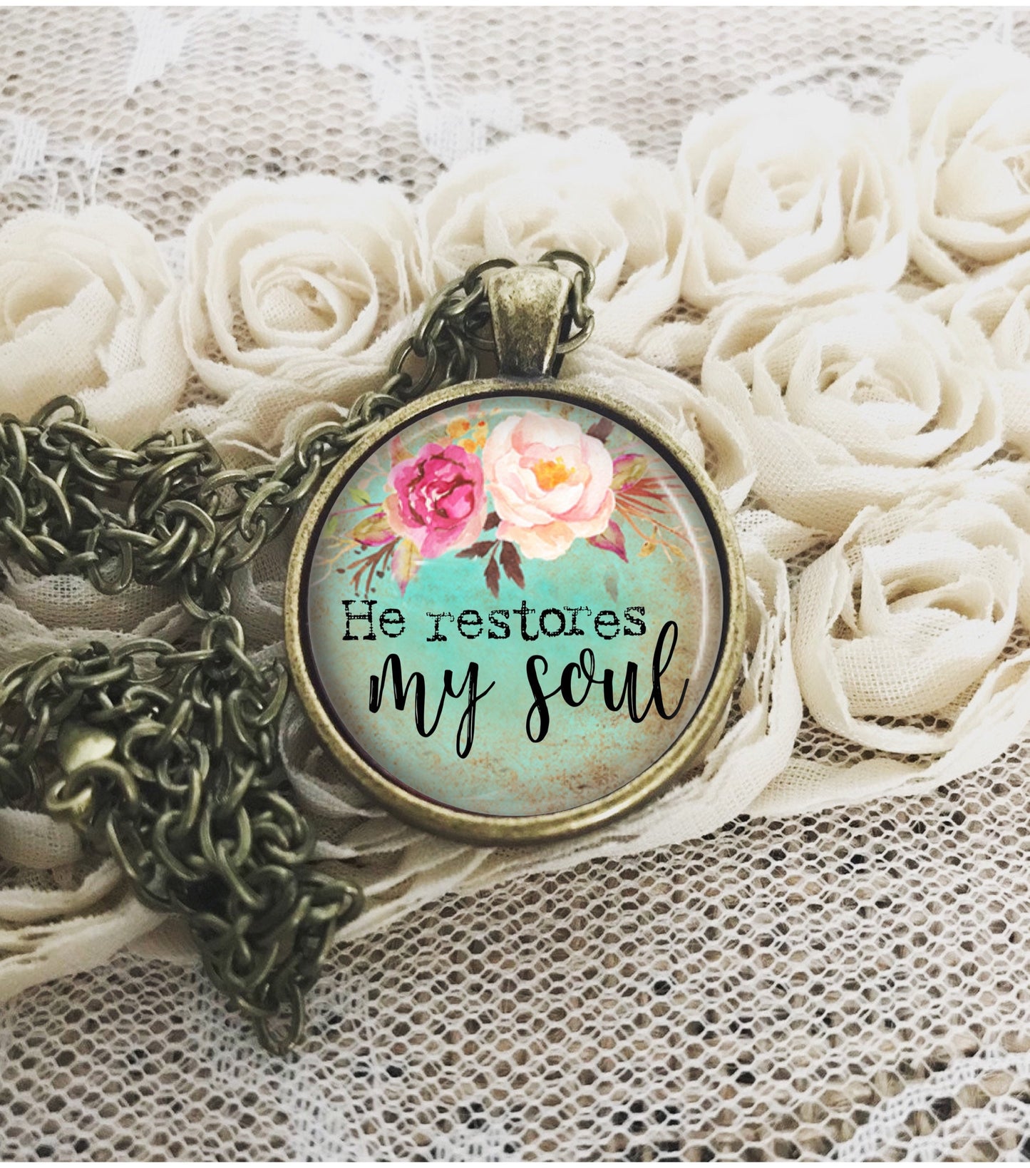 Personalized Psalm 23 Pendant Necklace: Christian Bible Verse Jewelry