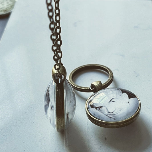 Photo Necklace: Pendant and Chain with Two Sides for Your Photos or Your Own Words