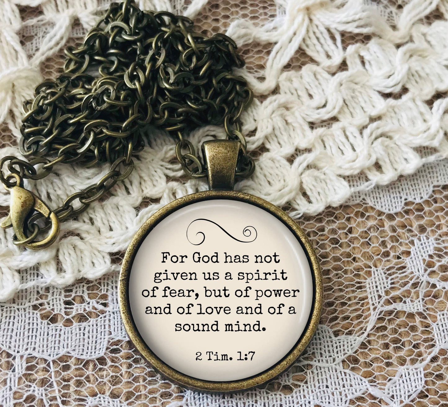 Power Love Sound Mind Necklace: For God Has Not Given Us a Spirit of Fear, Bible Verse Christian Jewely, 2 Tim 1 7, May be Personalized