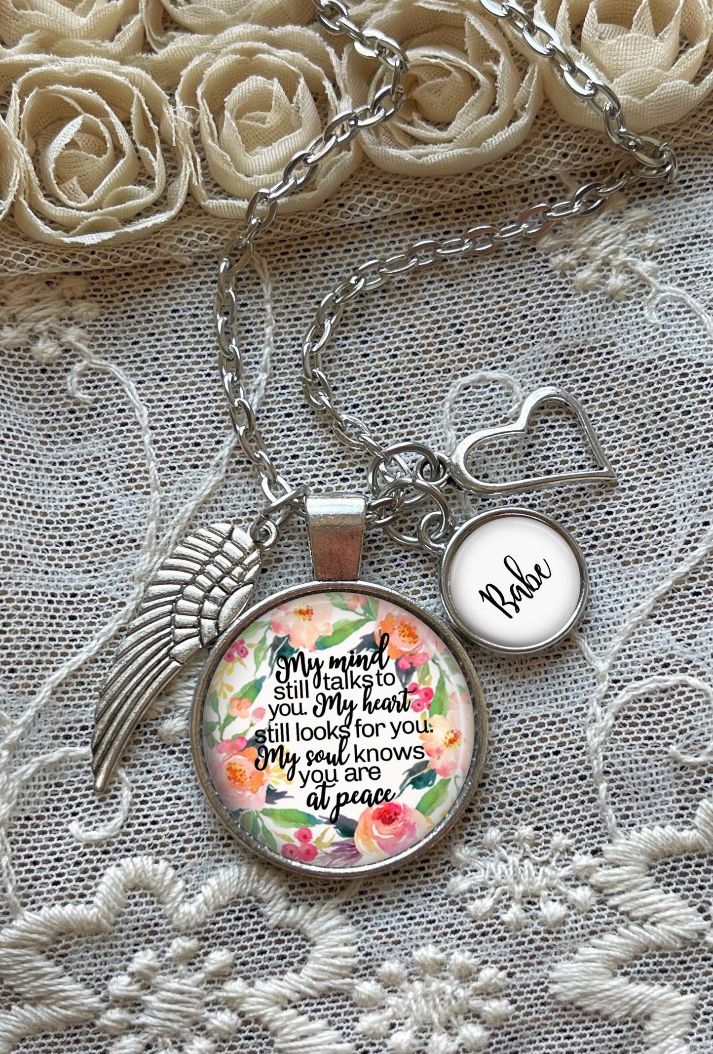 Loss of Husband Memorial Necklace, Death of Partner Sympathy Gift, Personalized Gift To Grieving Loved, My Mind Still Talks To You