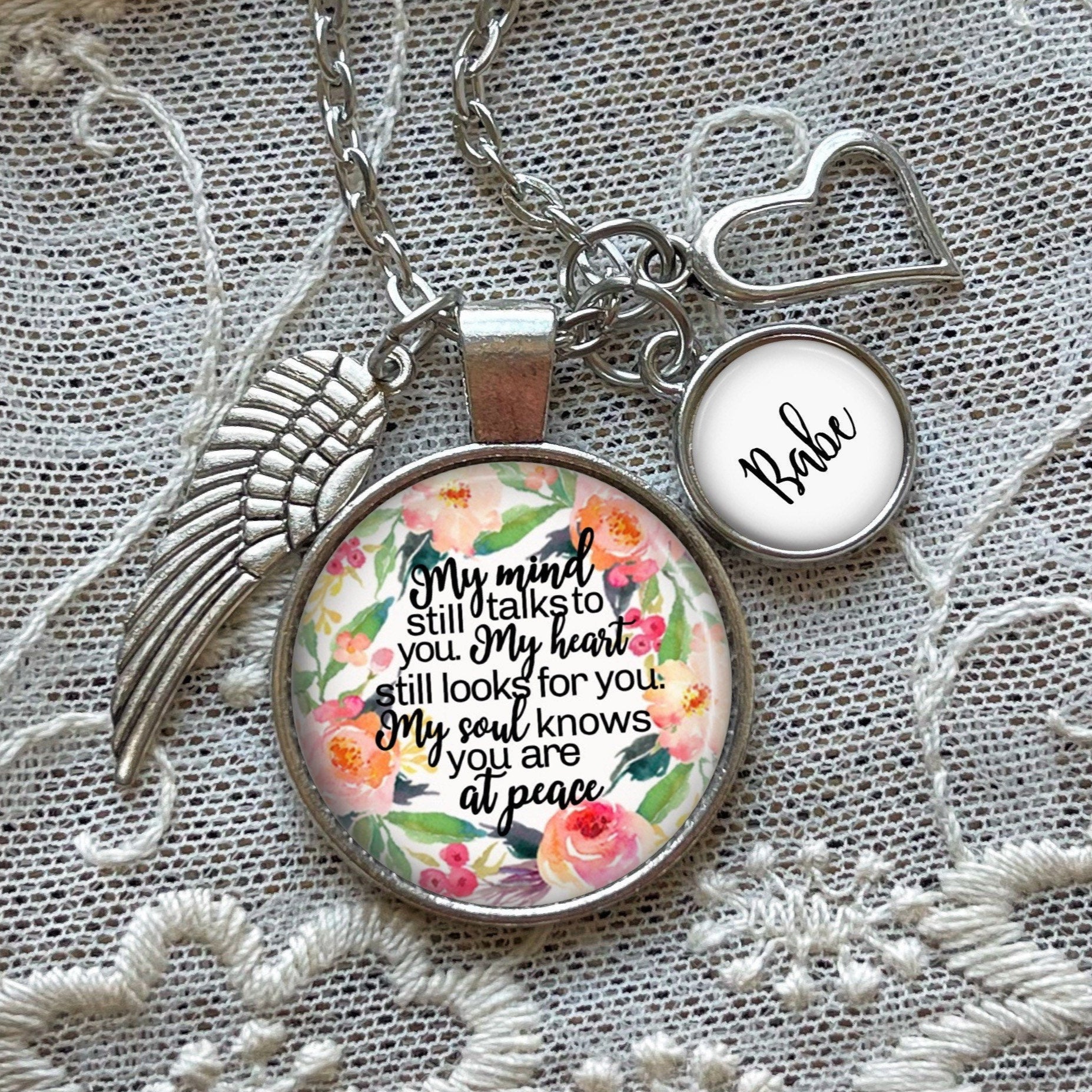 Loss of Husband Memorial Necklace, Death of Partner Sympathy Gift, Personalized Gift To Grieving Loved, My Mind Still Talks To You