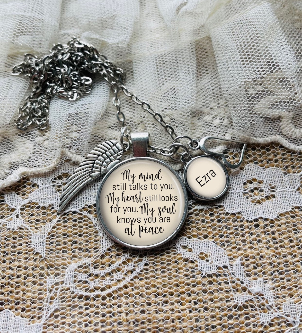 Personalized Memorial Necklace: Loss of Son or Daughter, Sympathy Gift