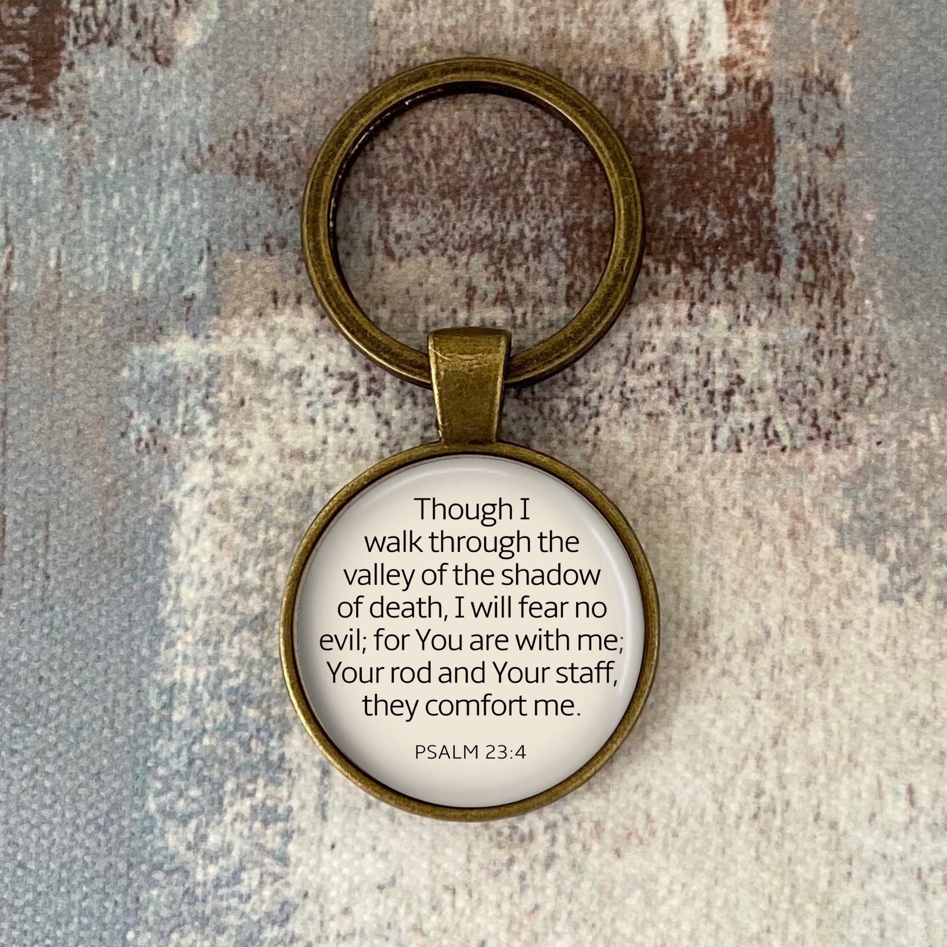 I Will Fear No Evil Necklace: Pendant on Chain with Bible Verse Psalm 23 4, Optional Free Personalization