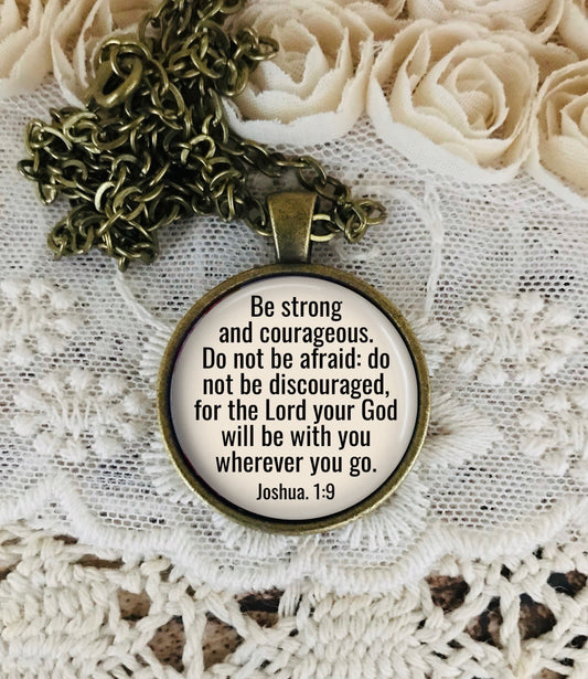 Do Not Be Afraid Necklace, Bible Verse Necklace, Strong Corageous, Joshua 1:9, Personalized Gift, Christian Gift, Inspirational Quote
