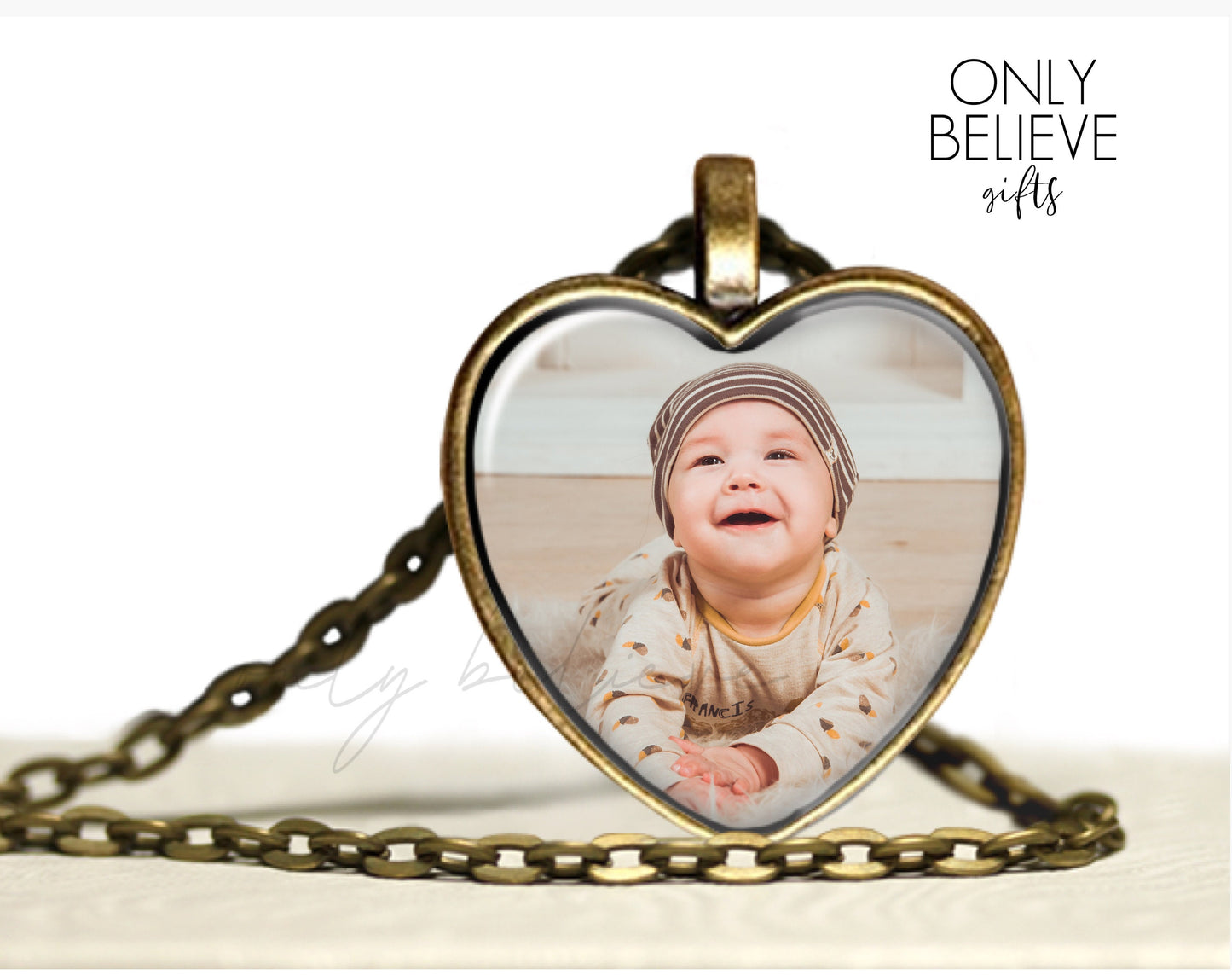 I’ll Hold You in My Heart Necklace, Heart Pendant for Your Photo or Words, Memorial Gift, Optional Free Personalization
