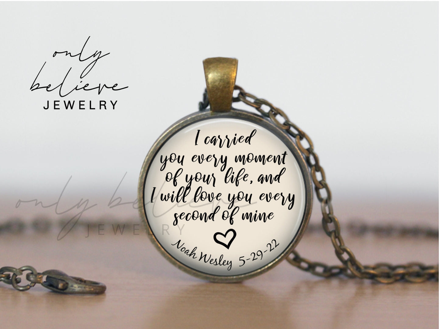 I Carried You Every Second of Your Life Necklace: Baby Loss and Stillbirth Gift for Grieving Mother, Optional Free Personalization