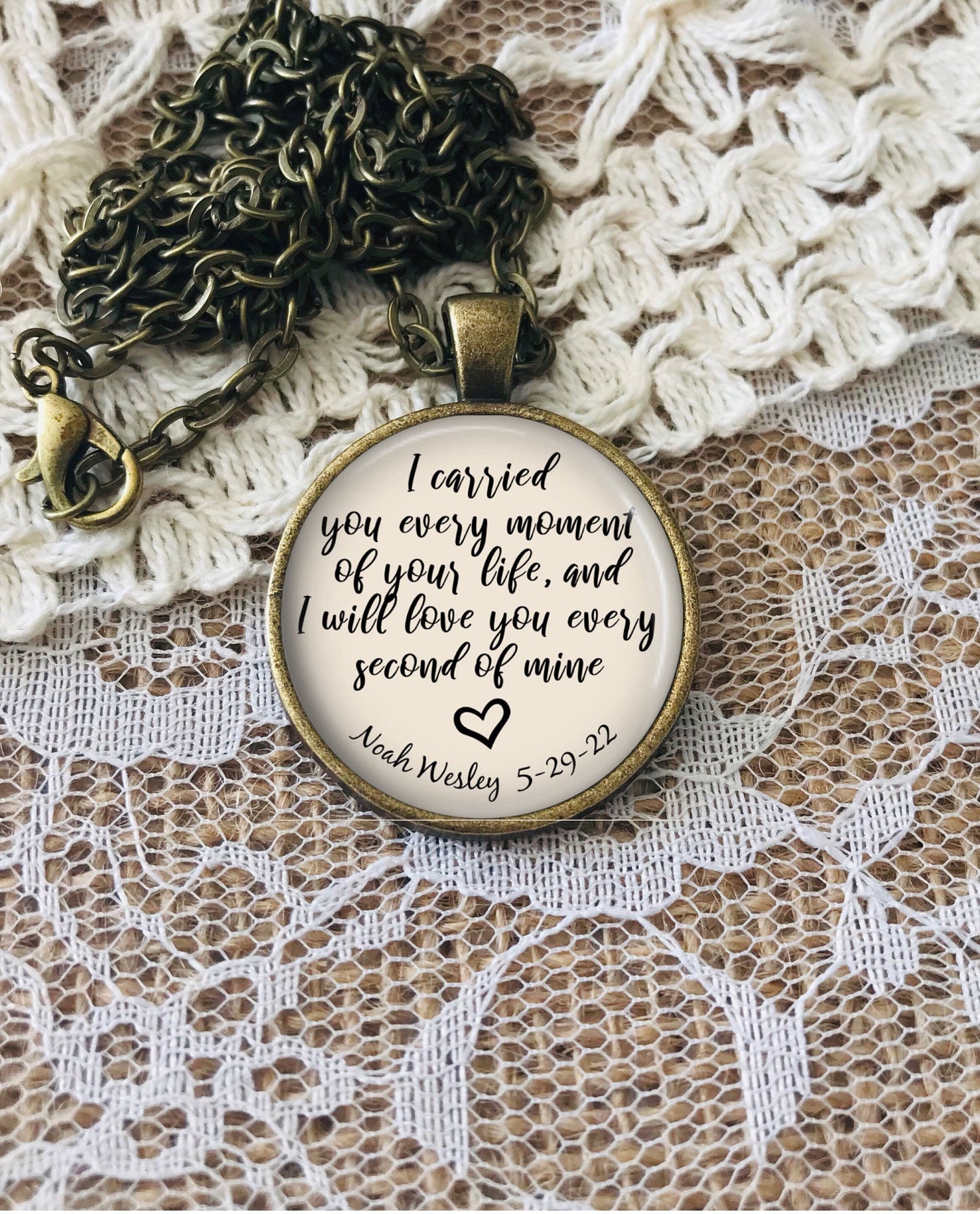 I Carried You Every Second of Your Life Necklace: Baby Loss and Stillbirth Gift for Grieving Mother, Optional Free Personalization