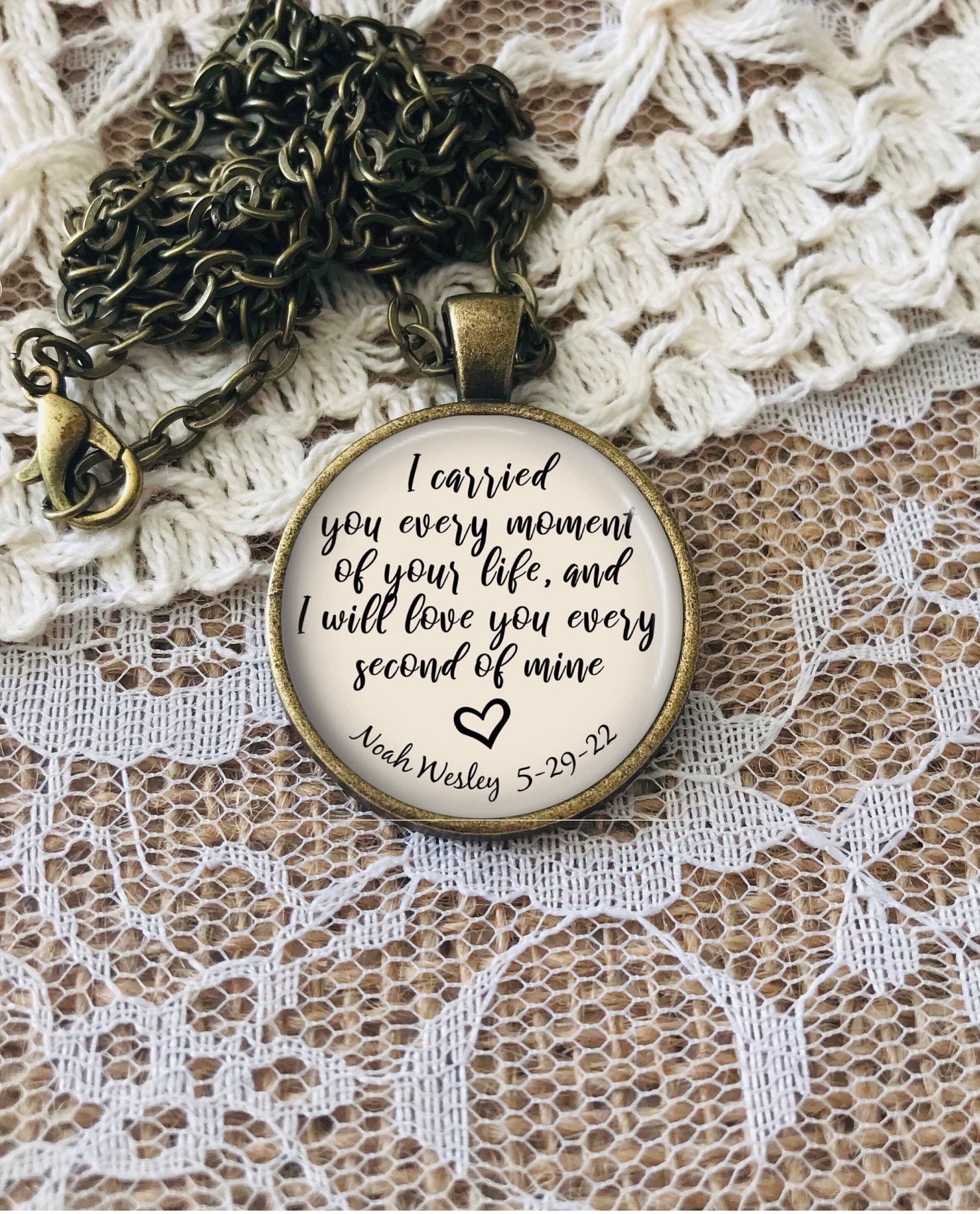 I Carried You Every Second of Your Life Necklace: Baby Loss and Stillbirth Gift for Grieving Mother, Optional Free Personalization