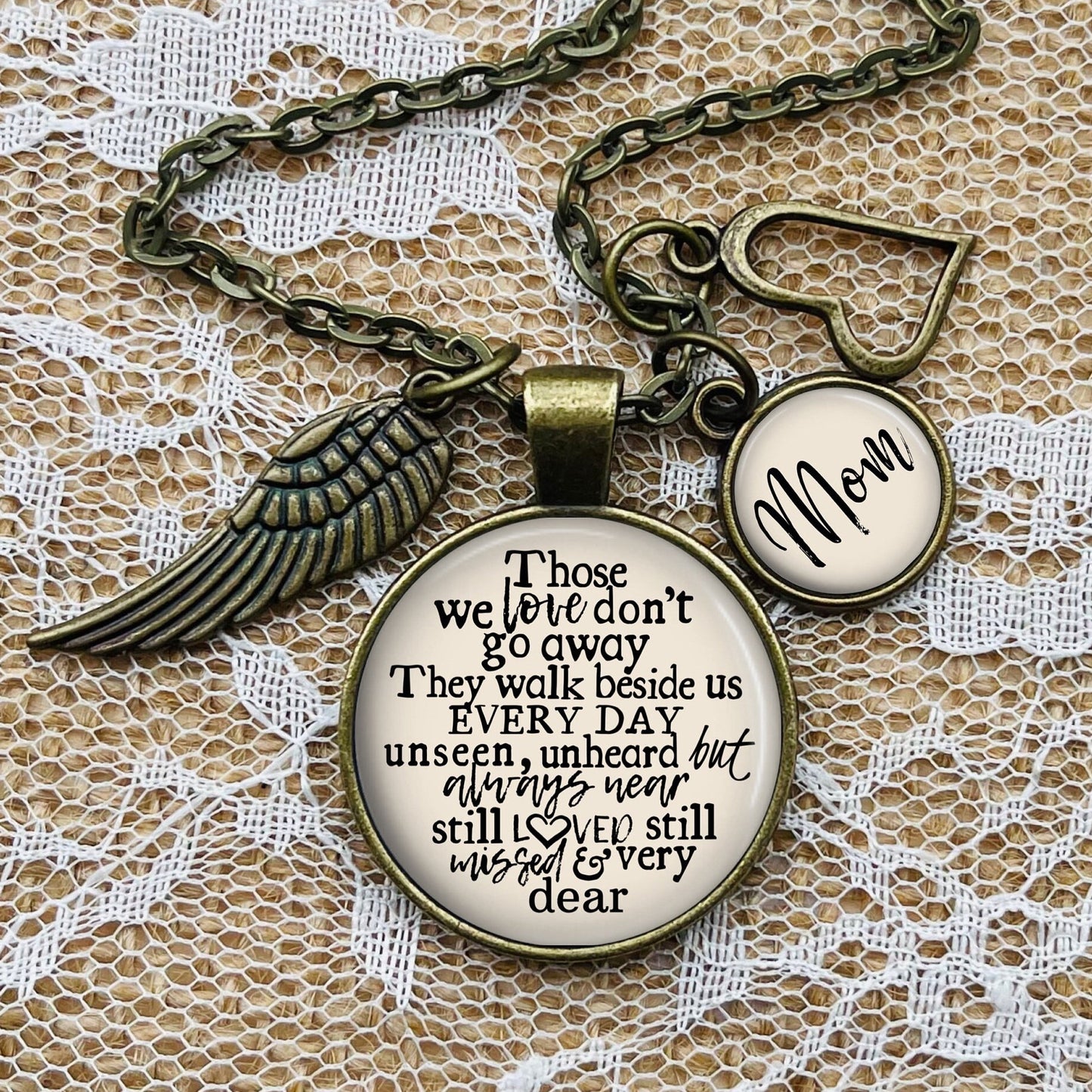 Personalized Memorial Necklace: Angel Wing Charm, Custom Name - Grief Gift