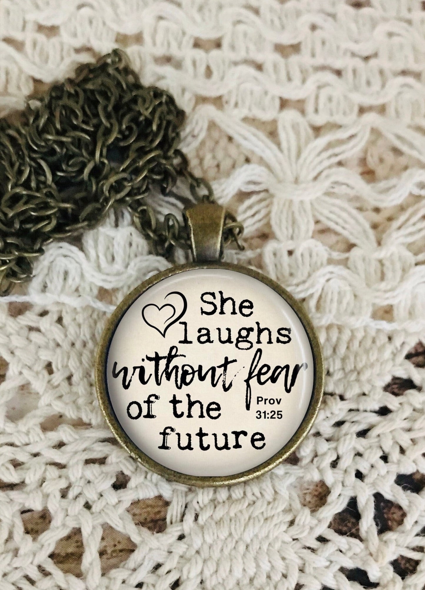 Proverbs 31 Woman Necklace: Bible Verse Pendant, Inspirational Gift