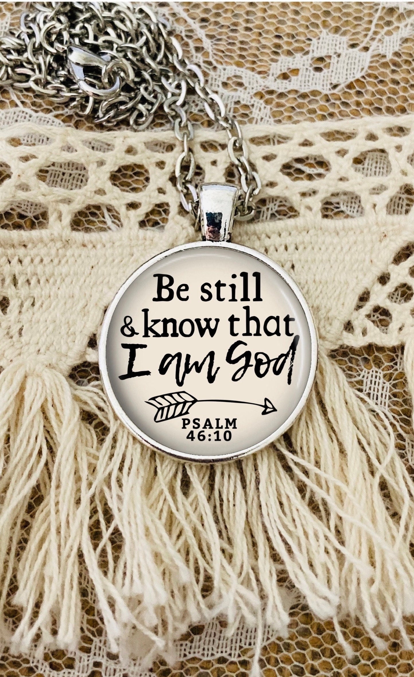 Be Still Necklace, Psalm 46:10, Bible Verse Necklace, Personalized Gift, Inspirational Gift, Be Still And Know, Christian Jewelry, Keychain