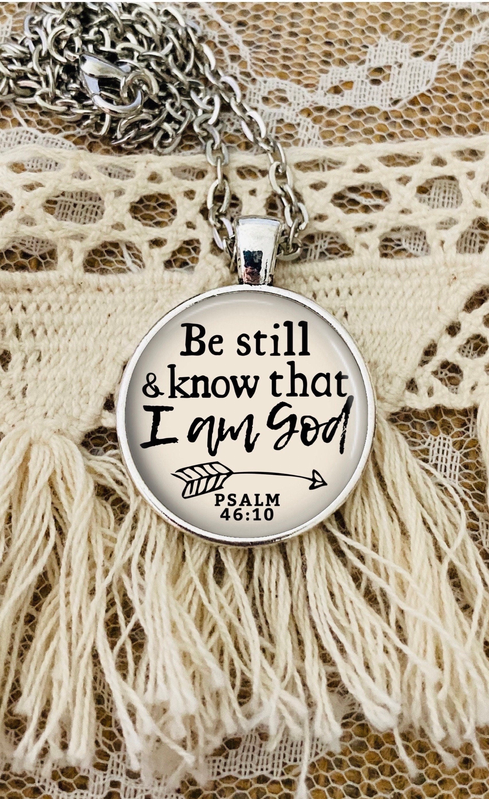 Be Still Necklace, Psalm 46:10, Bible Verse Necklace, Personalized Gift, Inspirational Gift, Be Still And Know, Christian Jewelry, Keychain