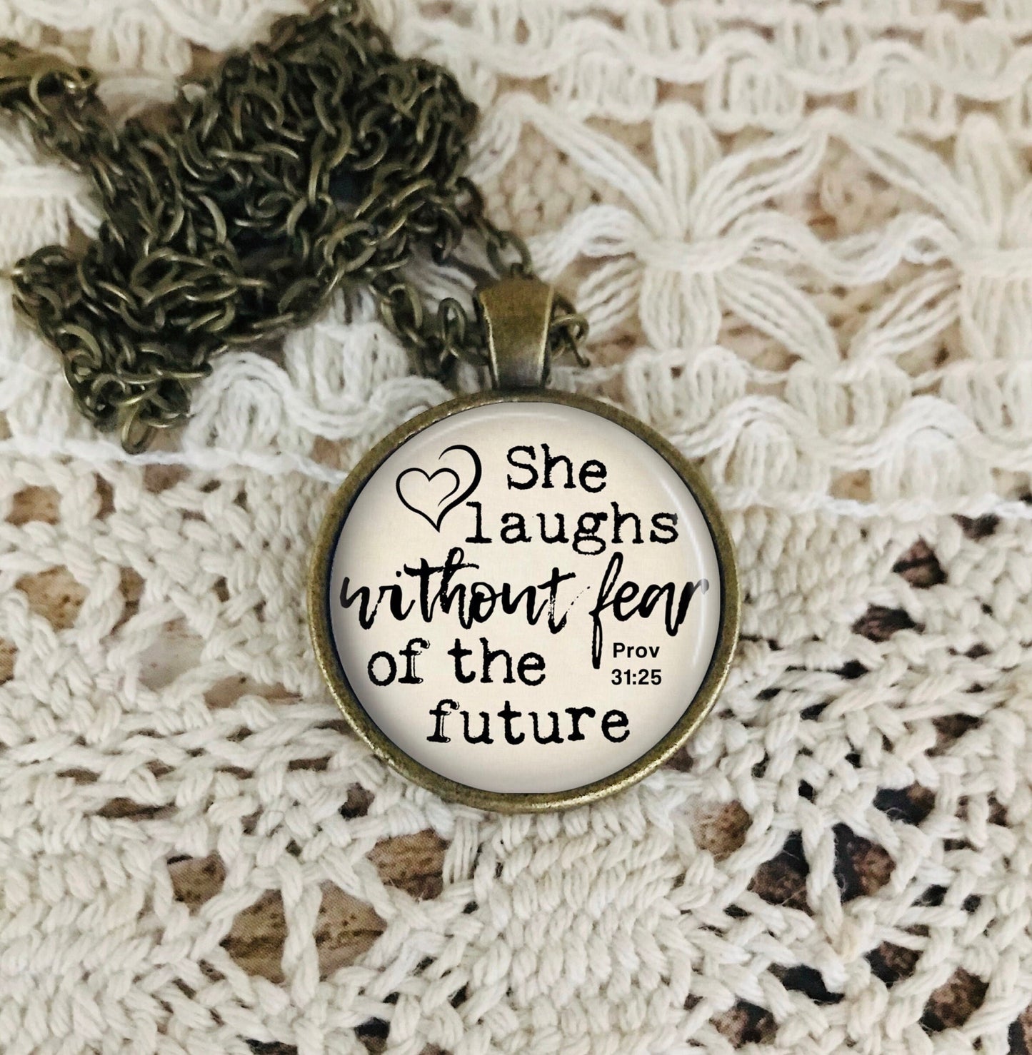 Proverbs 31 Woman Necklace: Bible Verse Pendant, Inspirational Gift