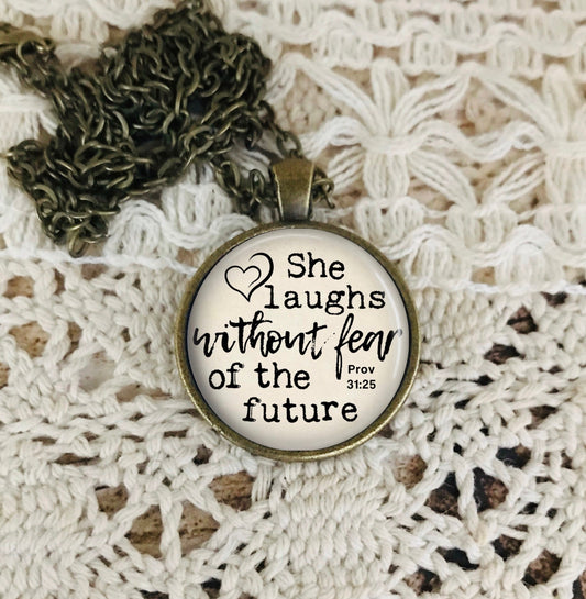 Proverbs 31 Woman Necklace: Bible Verse Pendant, Inspirational Gift