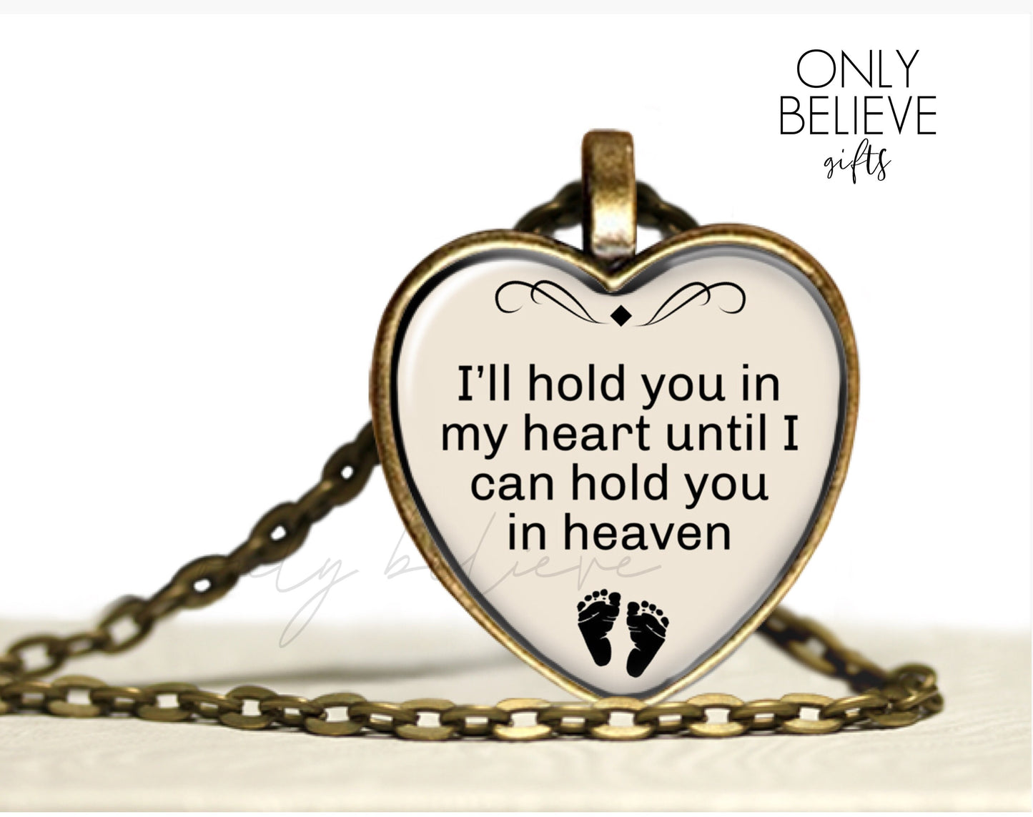 I’ll Hold You In My Necklace, Heart Pendant, Gift for Miscarriage, Loss of Unborn Baby, Stillbirth, Optional Free Personalization