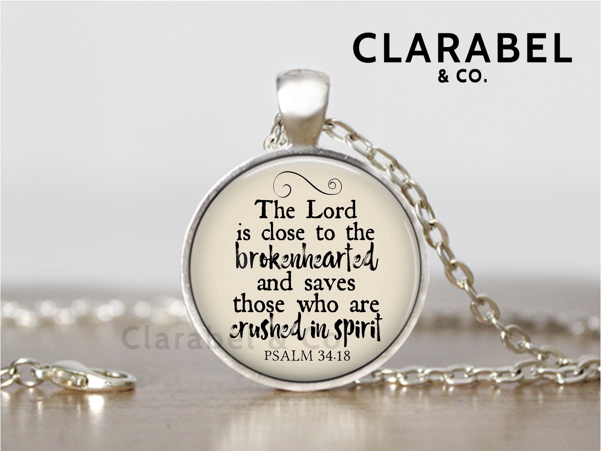 Brokenhearted Necklace, Bible Verse Necklace, Psalm 34:18 Pendant, Memorial Gift, Personalized Gift, Bereavement,Cremation Jewelry, Sympathy