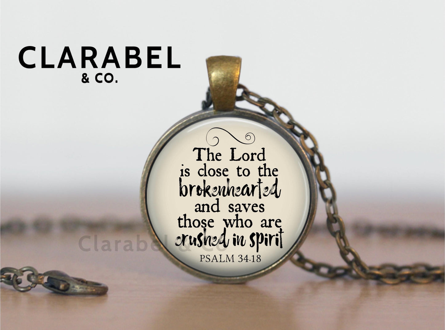 Brokenhearted Necklace, Bible Verse Necklace, Psalm 34:18 Pendant, Memorial Gift, Personalized Gift, Bereavement,Cremation Jewelry, Sympathy