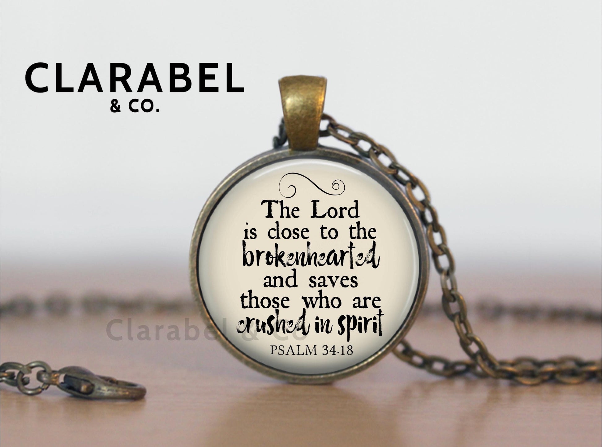 Brokenhearted Necklace, Bible Verse Necklace, Psalm 34:18 Pendant, Memorial Gift, Personalized Gift, Bereavement,Cremation Jewelry, Sympathy