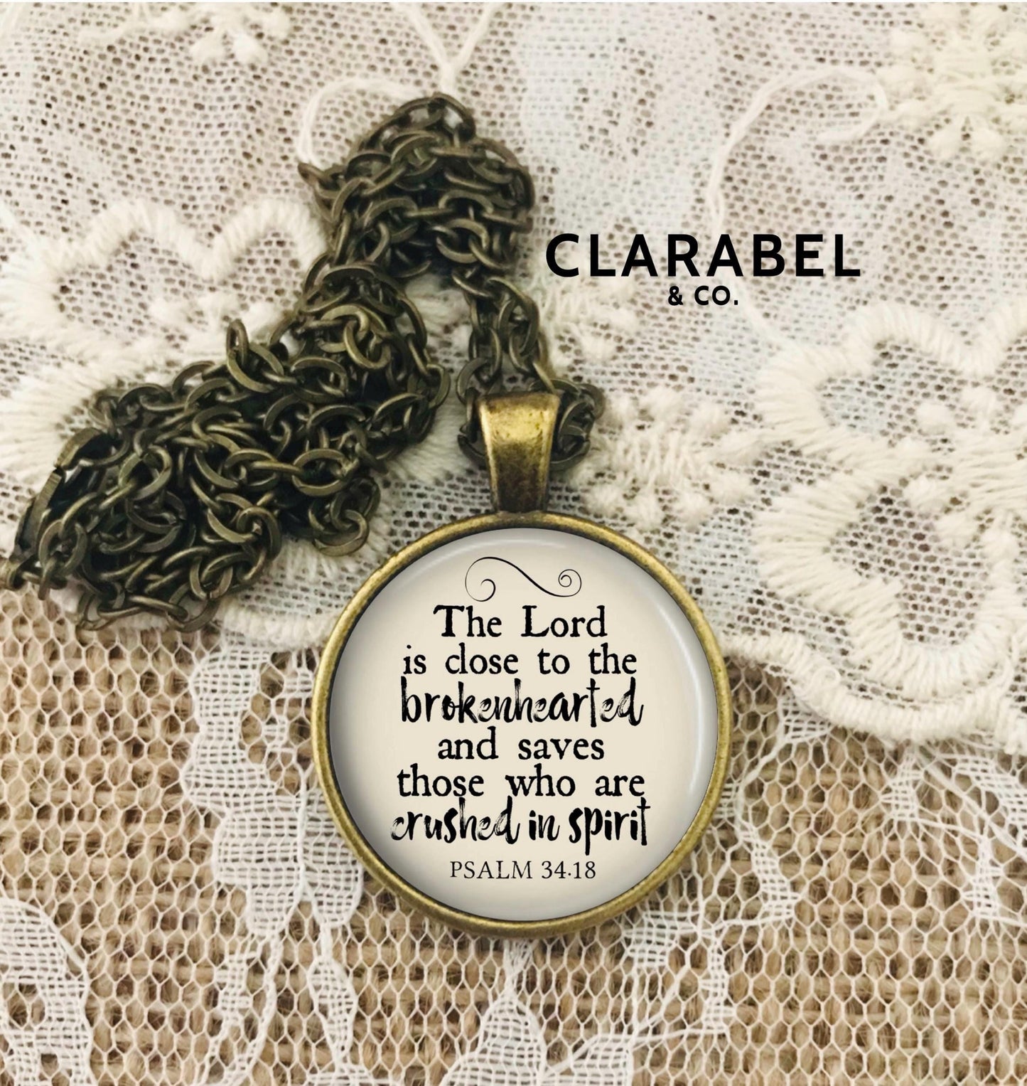 sympathy gift for grieving loved one with Bibke verse, “The Lord is close to the brokenhearted and saves those who are crushed in spirit” from Psalm 34:18.