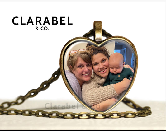 custom personalized heart pendant with photo. photo pendant with photo of loved one.